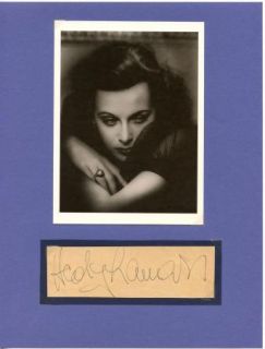 Hedy Lamarr 1940s Original Signed Card Autographed Loosely Matted