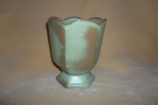 Vintage Frankoma Prairie Green Scalloped Vase or Planter