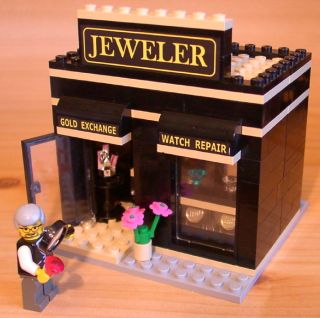 CUSTOM JEWELERS SHOP set for town city train police LEGO jeweller gift