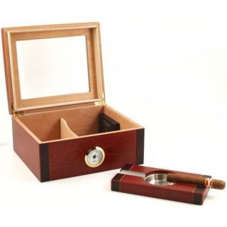 The Geneve 75 75ct Cigar Humidor and Ashtray Set