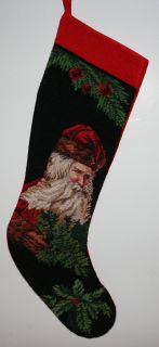 needlepoint wool old world santa christmas stocking