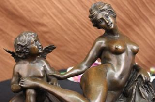 Cupid Comforting Aphrodite Bronze Sculpture After Louis Gossin