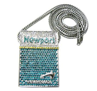 Silver Newport Cigarette Menthol Box Pendant Necklace