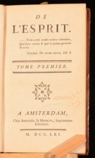Claude Adrien Helvetius philosophical work, complete in two volumes.