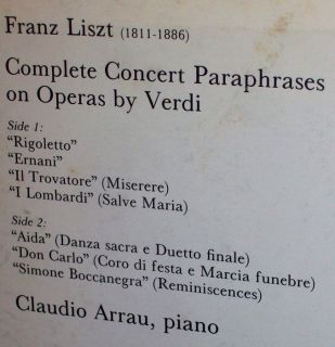 Claudio Arrau 1972 Liszt Opera Paraphrases Philips Dutch Early Stereo