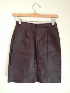  Leather Blazer & Skirt Suit Burgundy Medium Size 5 Marie Claire Jacket
