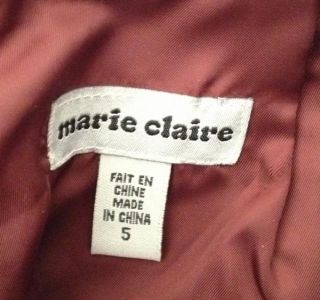  Leather Blazer & Skirt Suit Burgundy Medium Size 5 Marie Claire Jacket