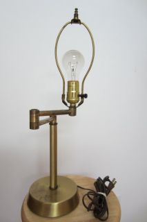 Vintage Chilo & Lnch Adjustable Brass Table Lamp w Coil Up Cord Works