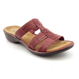 Used Clarks INA Lovely Womens Size 7 5 Red Open Toe Leather Slides