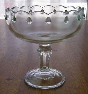  Footed Raised Tear Drop Clear Glass Compote Fruit Bowl EUC