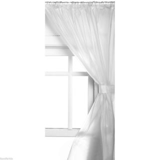 FROSTED SEMI CLEAR VINYL BATHROOM  SHOWER WINDOW CURTAIN ~ TIE BACKS