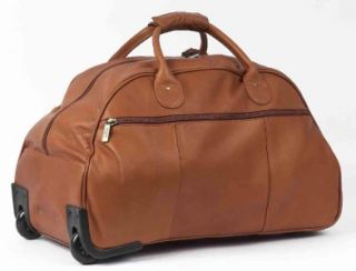 CLAIRECHASE WEEKENDER PREMIUM LEATHER ROLLING DUFFLE BAG   Cafe
