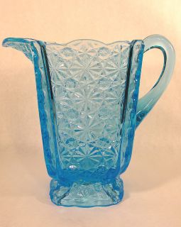 Antique EAPG Adams Glass Co. DAISY & BUTTON THUMBPRINT Square Blue