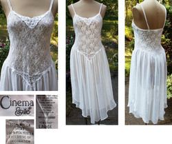 CINEMA ETOILE White Lace & Chiffon Flowing Nightgown L