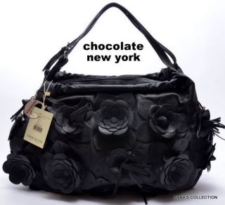 NWT Chocolate New York Black Floral Satchel Purse