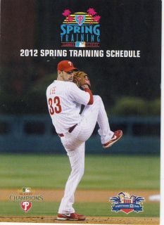  Philadelphia Phillies Spring Training Pocket Schedule Cliff Lee