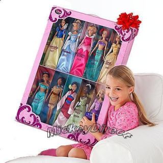 Disney Classic 10 Princess Doll Collection Barbie Set Rapunzel Jasmine