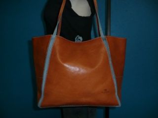 Claudia Firenze Italian Brown Leather Tote Shoulder Bag Carryall Purse