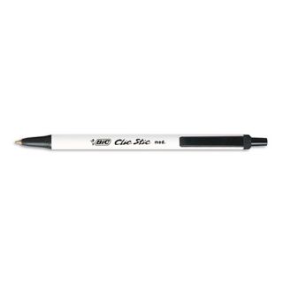 12 bic clic stic retractable black ball point pens