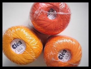 Lot 3 Shades Clea Orange Tangerine 10 Crochet Cotton Knitting Threads