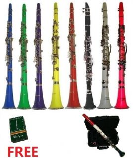 New BB Clarinet with Case 11 Reeds Black Blue Purple Green Red Yellow