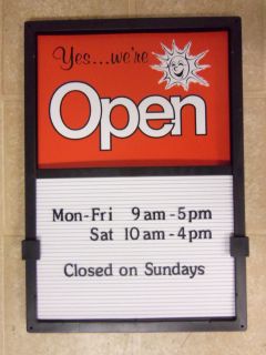 New Open Closed Sign Hours Message Menu Board Vertical