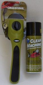 Grasshawk Cleanup Tool Plus Clean Machine Lawn Mower Spray Protectant