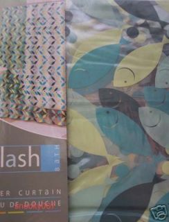 blue green fish on clear vinyl shower curtain new many more great