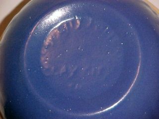 Small Stoneware Bowl 6 3/4 inch Blue USA Yellowware Crock Picket Fence