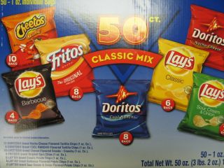 50 INDIVIDUAL1OZ Bags Classic Mix Potato Chips Frito La