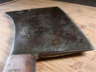 Huge Antique Chefs Butcher Knife Meat Cleaver Wallace No 9 Steel