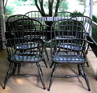  Windsor Chairs, Saybolt and Cleland, colonial exact copies, Rich Grey
