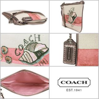 Coach Beach Shell Motif Multicolor Canvas Wristlet Bag 48156 w Receipt