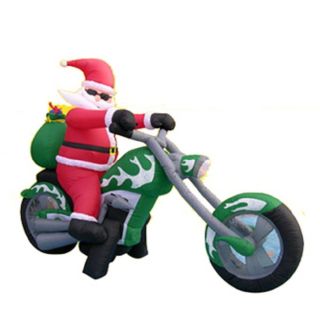 Airblown Christmas Inflatable Santa Riding On Chopper Motorcycle