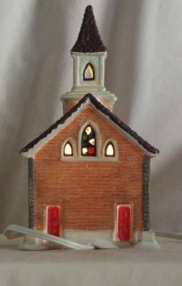 Christmas Village Lighted Church Building 1995 with Box 