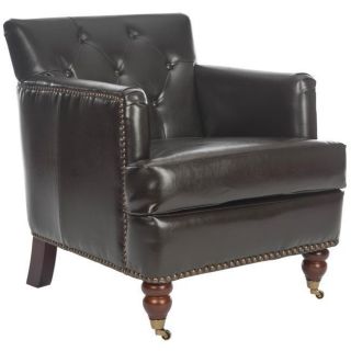  Dark Brown Bicast Leather Club Chair w 34 4 x D 28 x H 32 7
