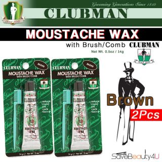 Pcs Clubman Moustache Wax with Brush Comb Brown