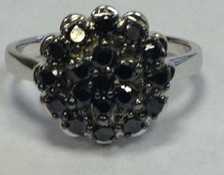  00ct Beautiful Black Round Diamond Cluster Ring 9K White Gold