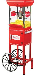 Coca Cola Popcorn Popper w Cart Stand Movie Theater Style 4oz Kettle