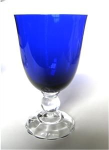 fostoria glass victorian cobalt blue water goblets pr