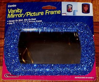 Cobbs Blue Glitter 3x5 Picture Frame Combo Mirror New
