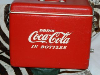 VINTAGE Coke Coca Cola Cooler Ice Chest Vinyl W Metal Bottle Opener