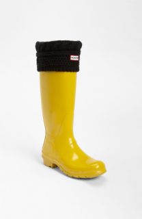 Hunter Tall Gloss Rain Boot & Cable Knit Cuff Welly Socks