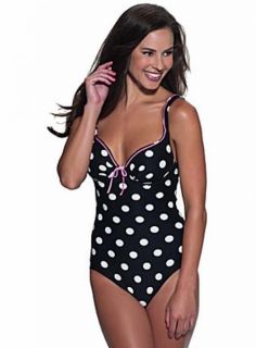 Coco Rave Black Polka Dot Push Up One Piece Swimsuit 36 A B Cup Large