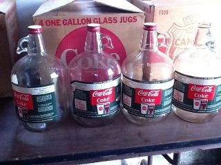 1966 Case Of 4 Coca Cola Syrup 1 Gallon Bottles Original Caps Box