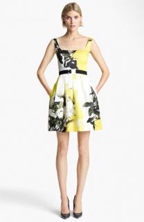 Christopher Kane Yellow Floral Print Circle Skirt Dress