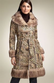 George Simonton Studio Leopard Pattern Faux Shearling Coat
