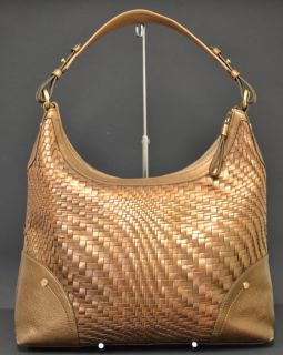 Cole Haan Genevieve Woven Leather Weave Hobo   Bronze Square