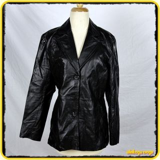 COLEBROOK Soft Leather Blazer JACKET Womens Size S Small Black