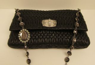  Miu Prada Black Leather Nappa Cloquet Handbag Napa Shoulder Matelasse